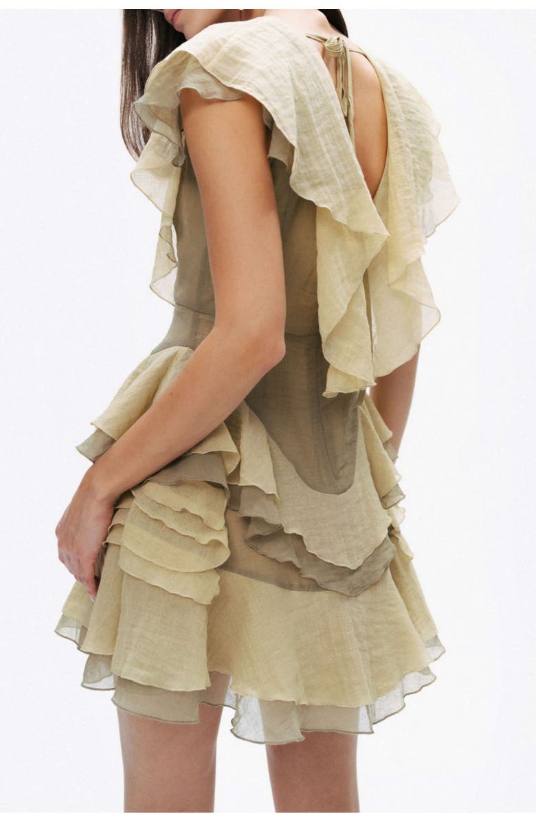 Nocturne Tiered Ruffle Mini Dress with Deep V-Neckline, Alternate, color, 