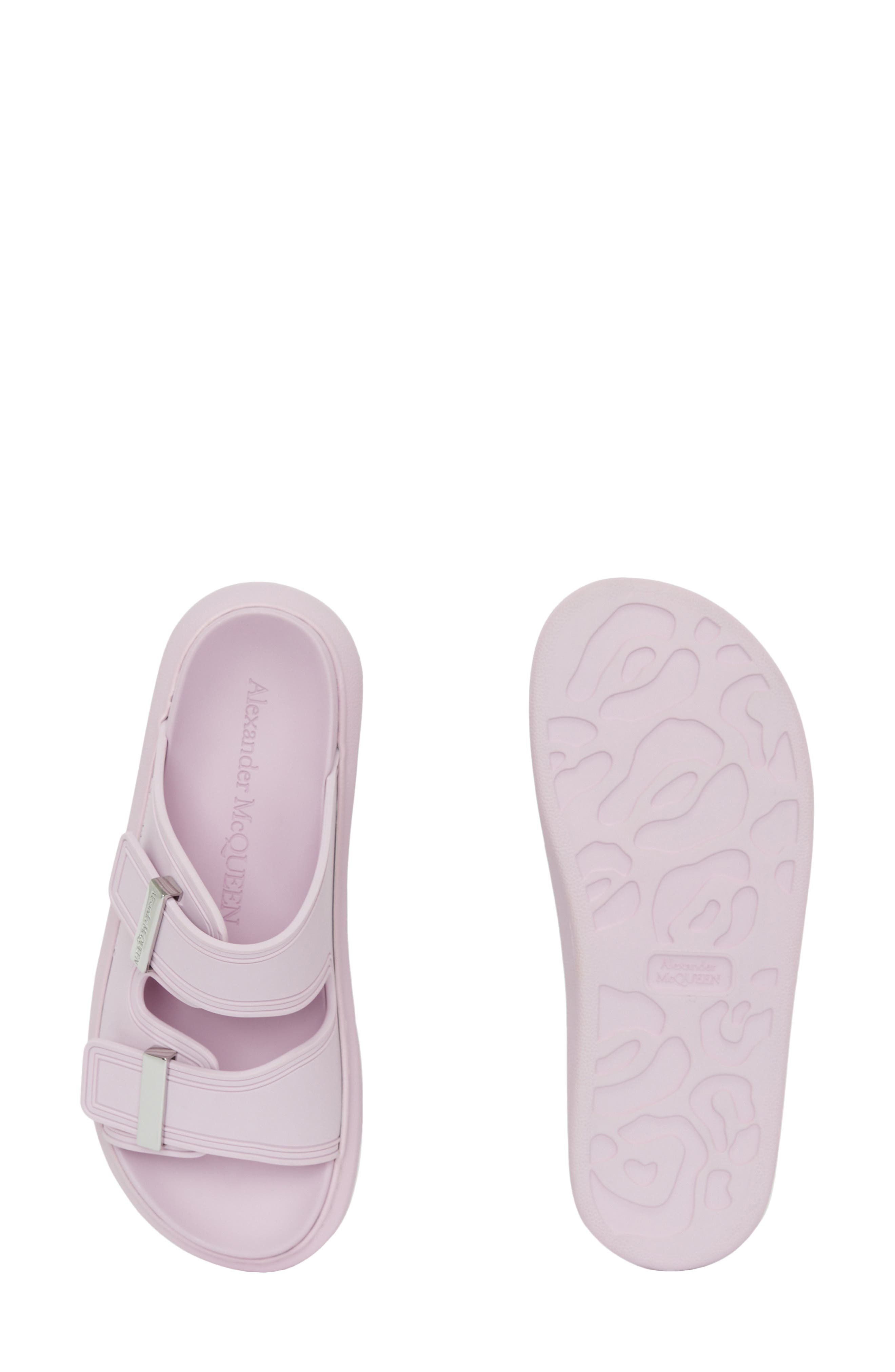 Oversized Slide Sandal, Alternate, color, LILAC/ SILVER