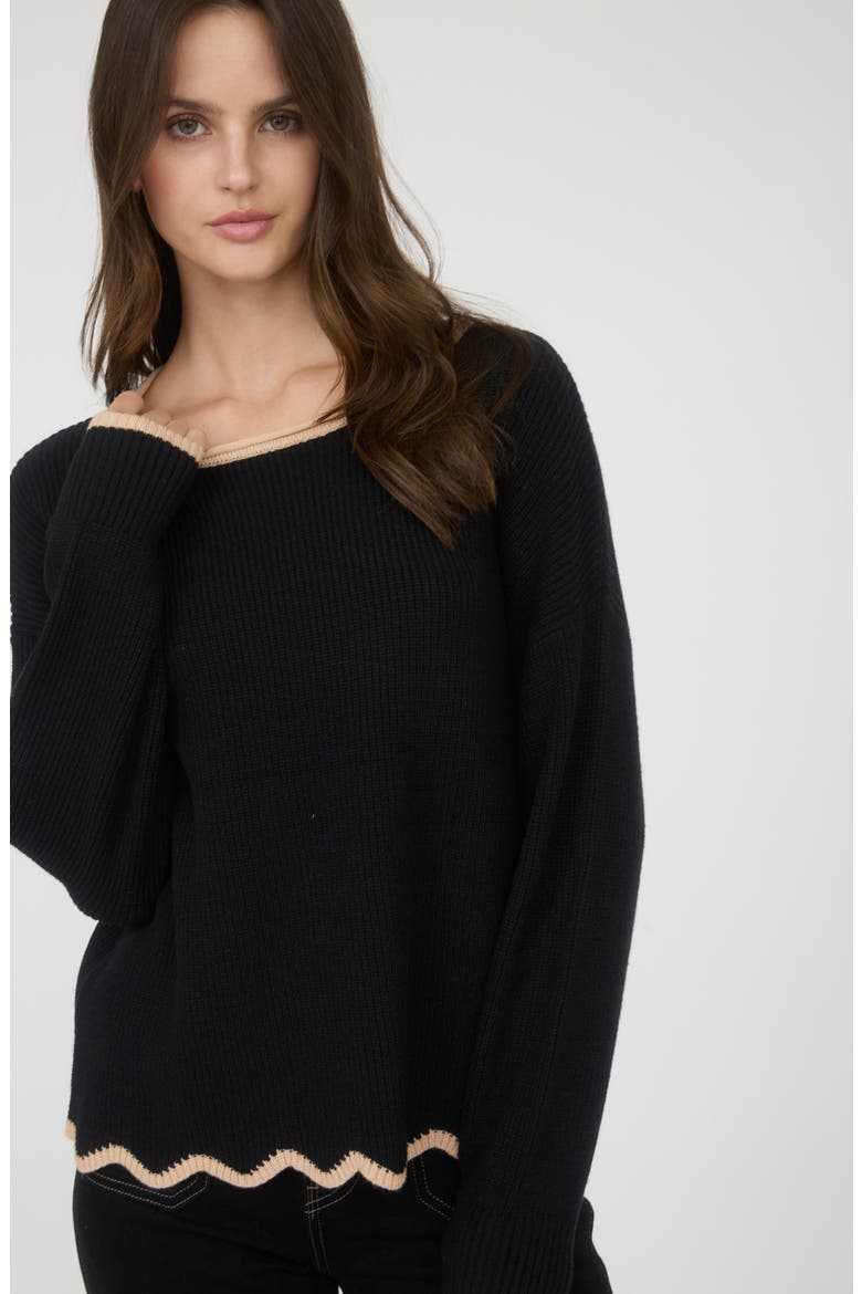 Wavy Sweater, Alternate, color, BLACK