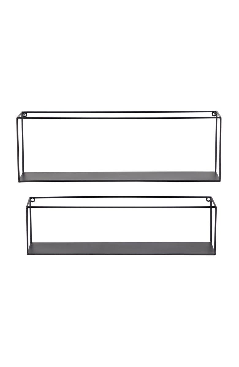 COSMO BY COSMOPOLITAN Black Metal Modern Wall Shelf - Set of 2, Main, color, Black