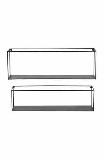 COSMO BY COSMOPOLITAN Black Metal Modern Wall Shelf - Set of 2