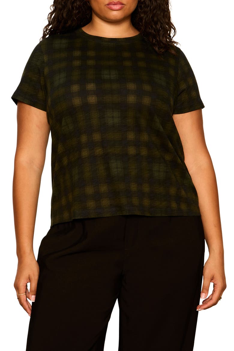 The Perfect T-Shirt, Main, color, FOREST PLAID GREEN