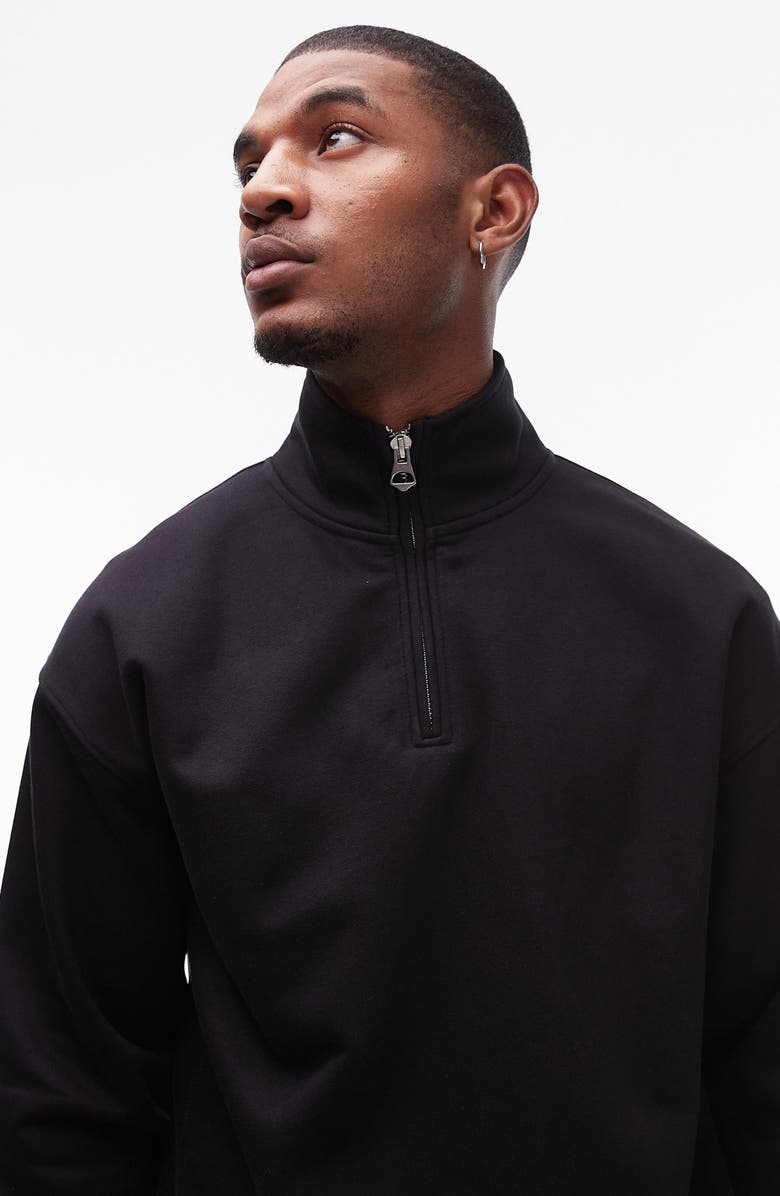 Topman Oversize Quarter Zip Sweatshirt, Alternate, color, 