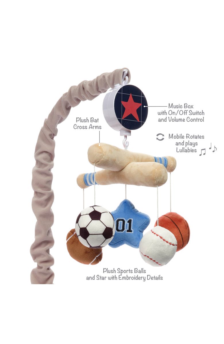 Lambs & Ivy Baby Sports Musical Baby Crib Mobile Soother Toy, Alternate, color, Multicolor