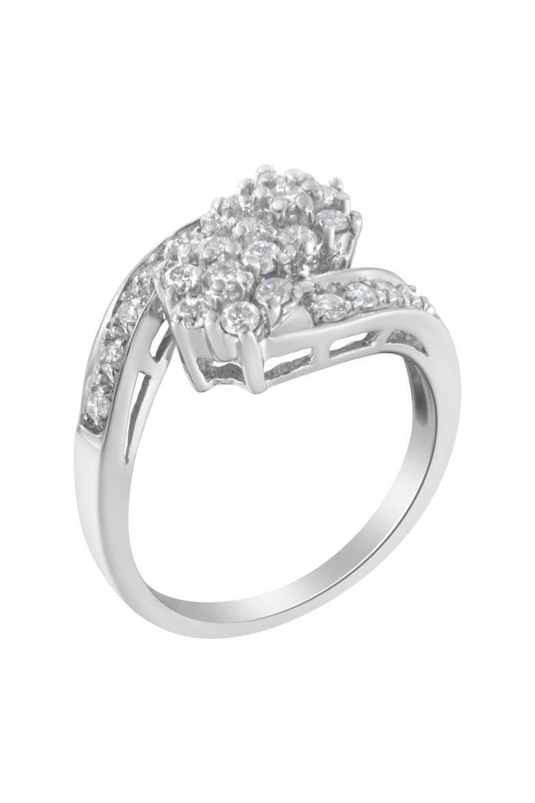 14KT White Gold 7/8 cttw Diamond Cluster Ring Band, Alternate, color, White