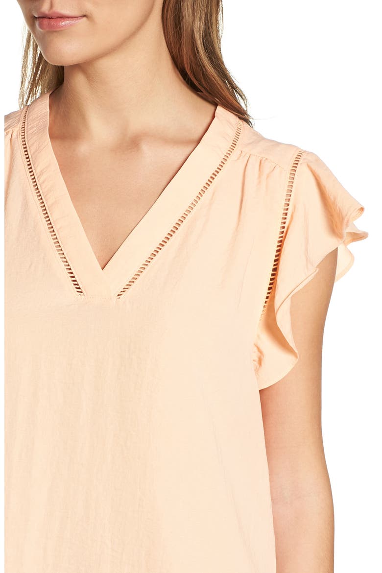 Flutter Sleeve Top, Alternate, color, CORAL SUNSET