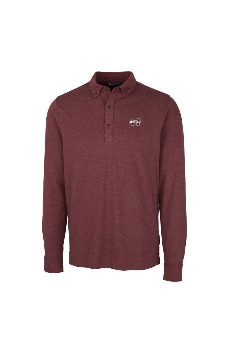 Cutter & Buck Men's Cutter & Buck Maroon Mississippi State Bulldogs Advantage Long Sleeve Polo, Alternate, color, 