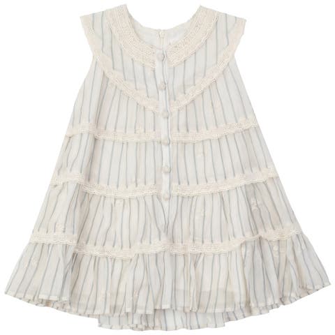 Girls Woven Lace-Trim Dress