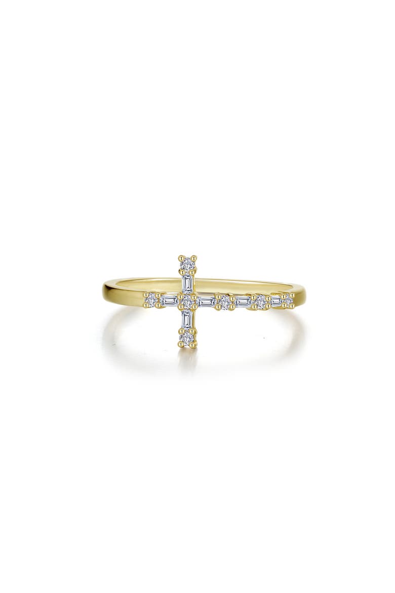 Eden Baguette Lab Grown Diamond Cross Ring, Main, color, GOLD