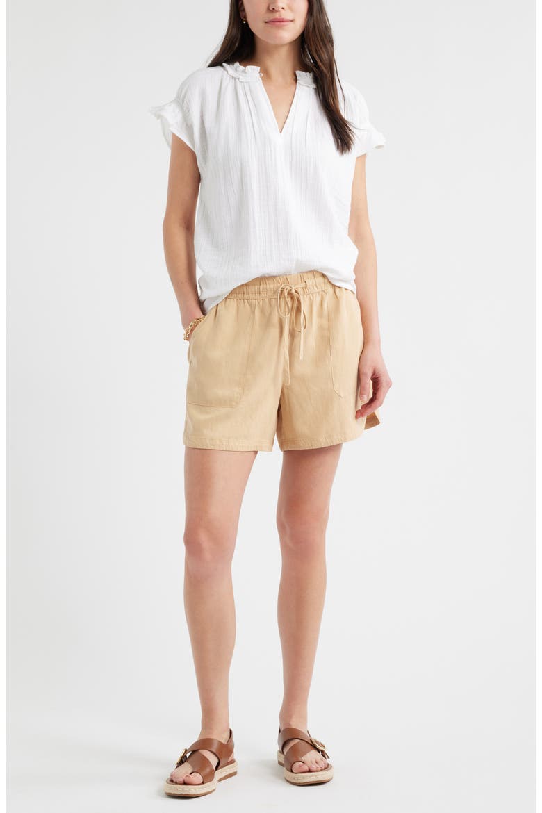 Ruffle Cotton Gauze Top, Alternate, color, WHITE