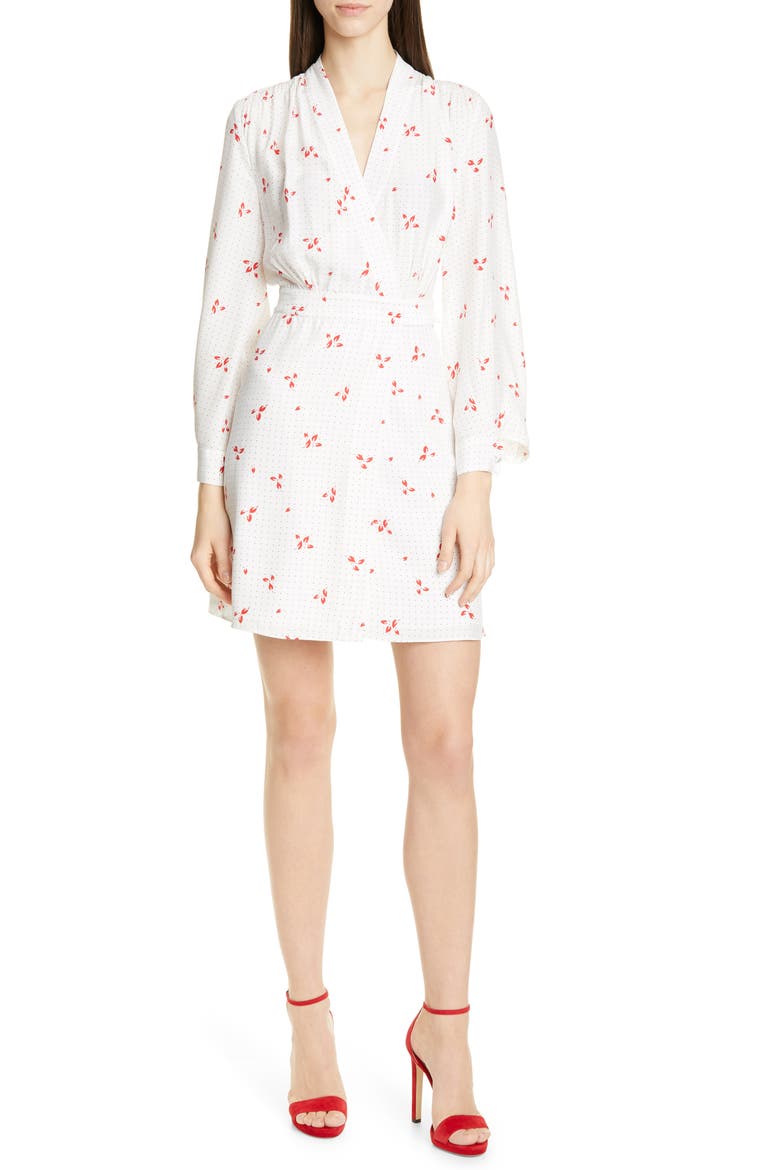 Allaire Long Sleeves Silk Dress, Main, color, NATURE WHITE MULTI