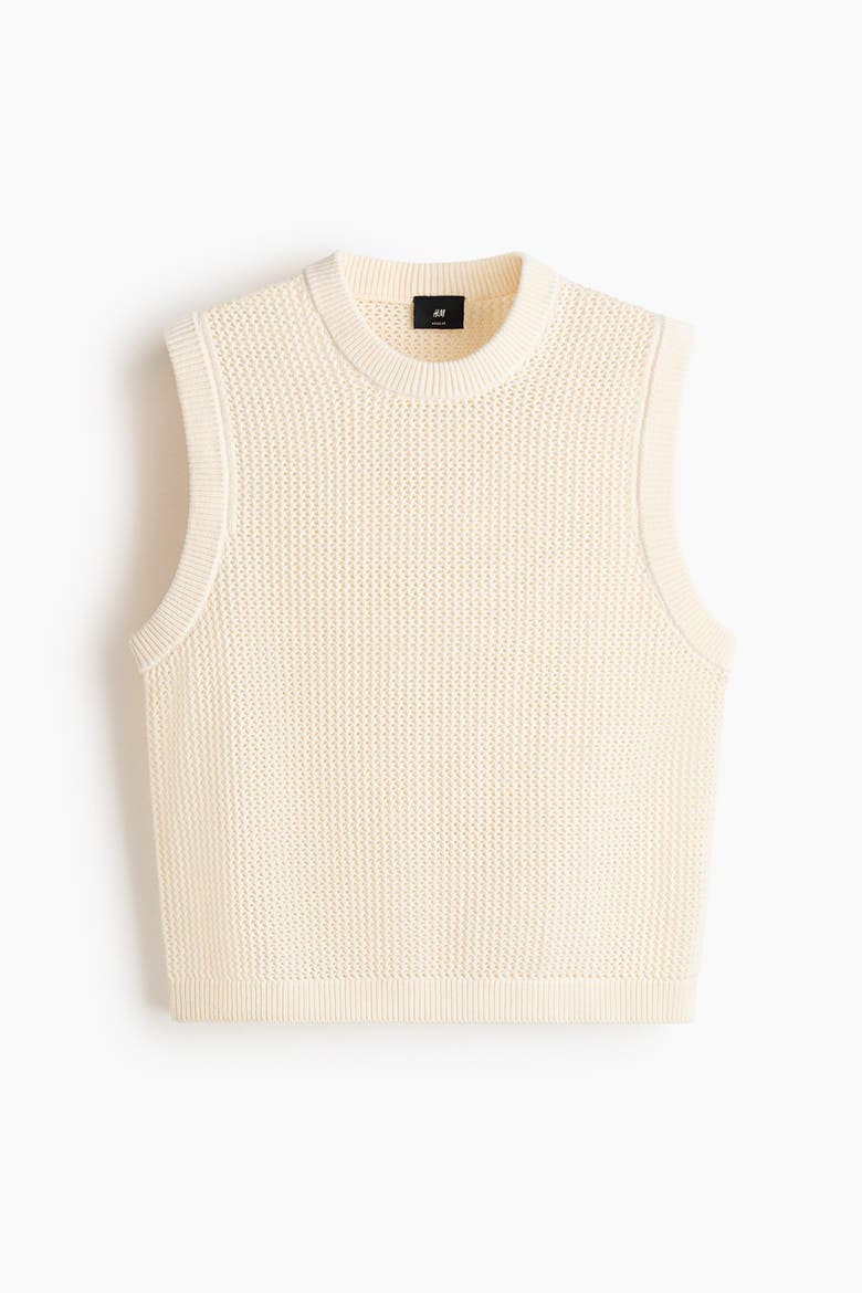 Regular-fit Open-knit Sweater Vest, Alternate, color, Light beige