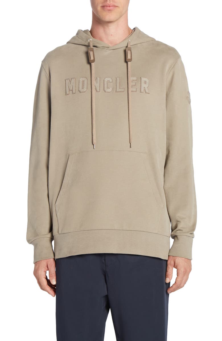 Moncler Logo Appliqué Cotton Hoodie, Main, color,