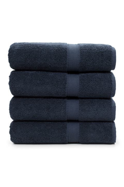 Sinemis Terry Bath Towels - Set of 4 - Navy