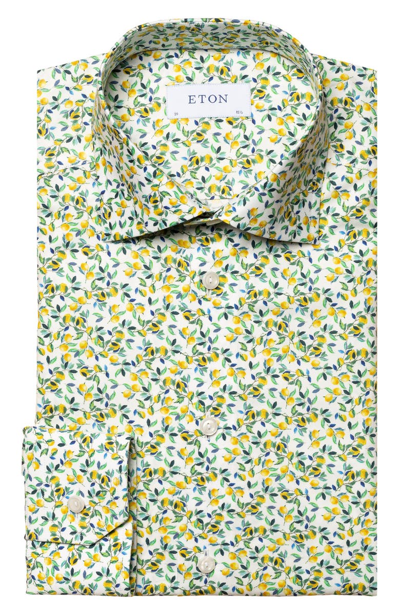 Eton Slim Fit Lemon Print Dress Shirt, Main, color,