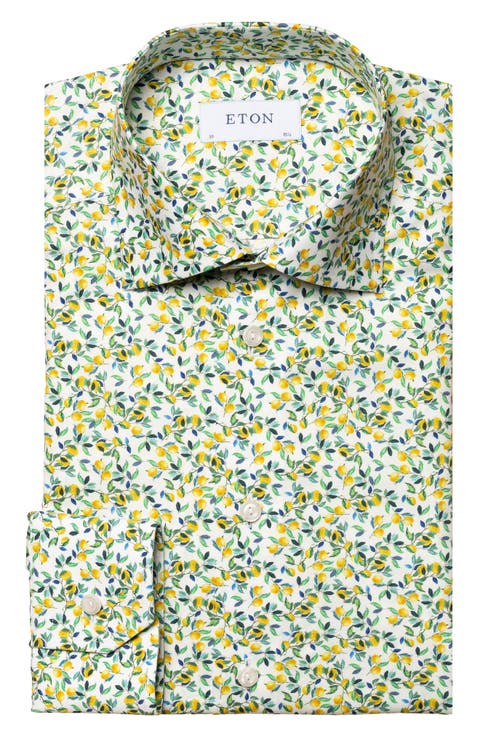 Slim Fit Lemon Print Dress Shirt