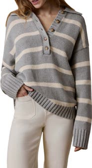 Faherty Sunwashed Stripe Organic Cotton Polo Sweater