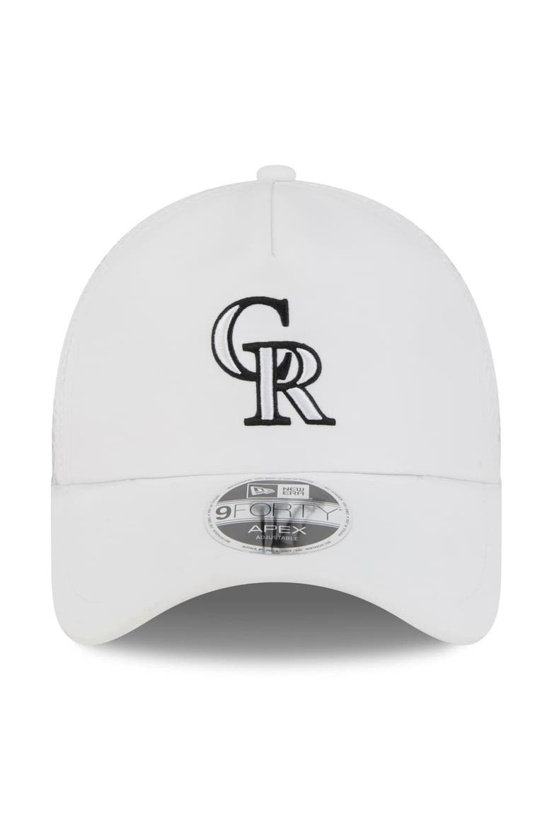 Men's New Era White Colorado Rockies 2026 Batting Practice Apex 9FORTY Adjustable Trucker Hat, Alternate, color, White