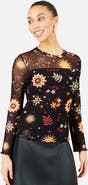 Yumi Cosmic Mesh Long-Sleeve Top