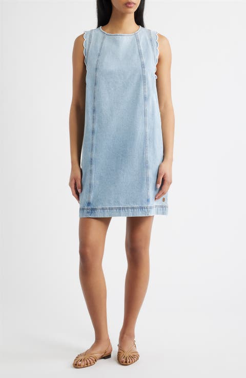 Vito Scallop Sleeveless Shift Dress