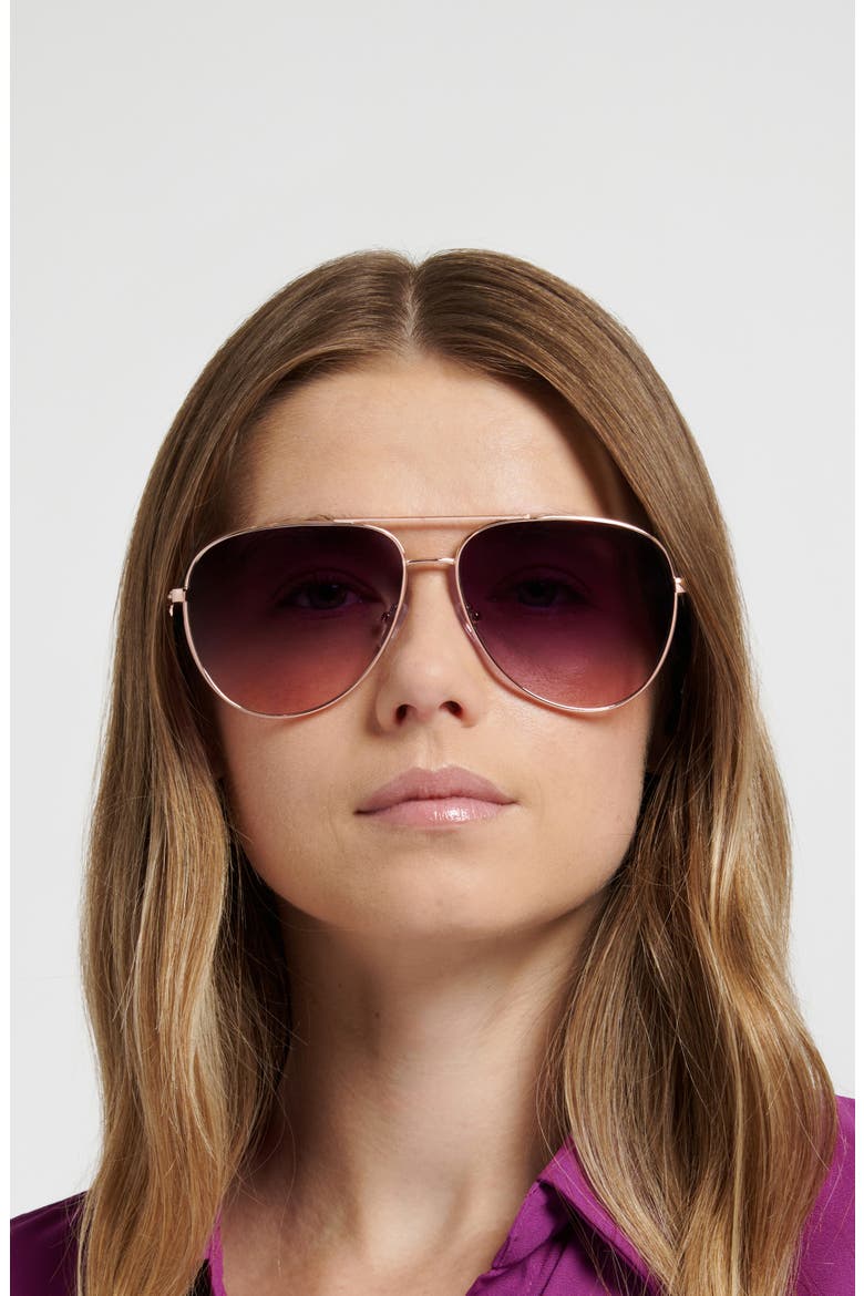 65mm Oversize Gradient Pilot Sunglasses, Alternate, color, GOLD COPPER/ PLUM