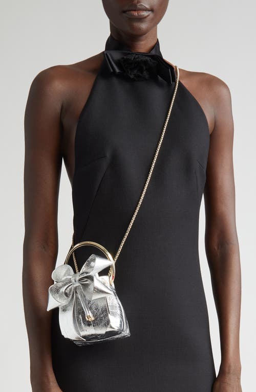 Jimmy Choo Micro Bon Bon Cross Body Bag In Silver/light Gold