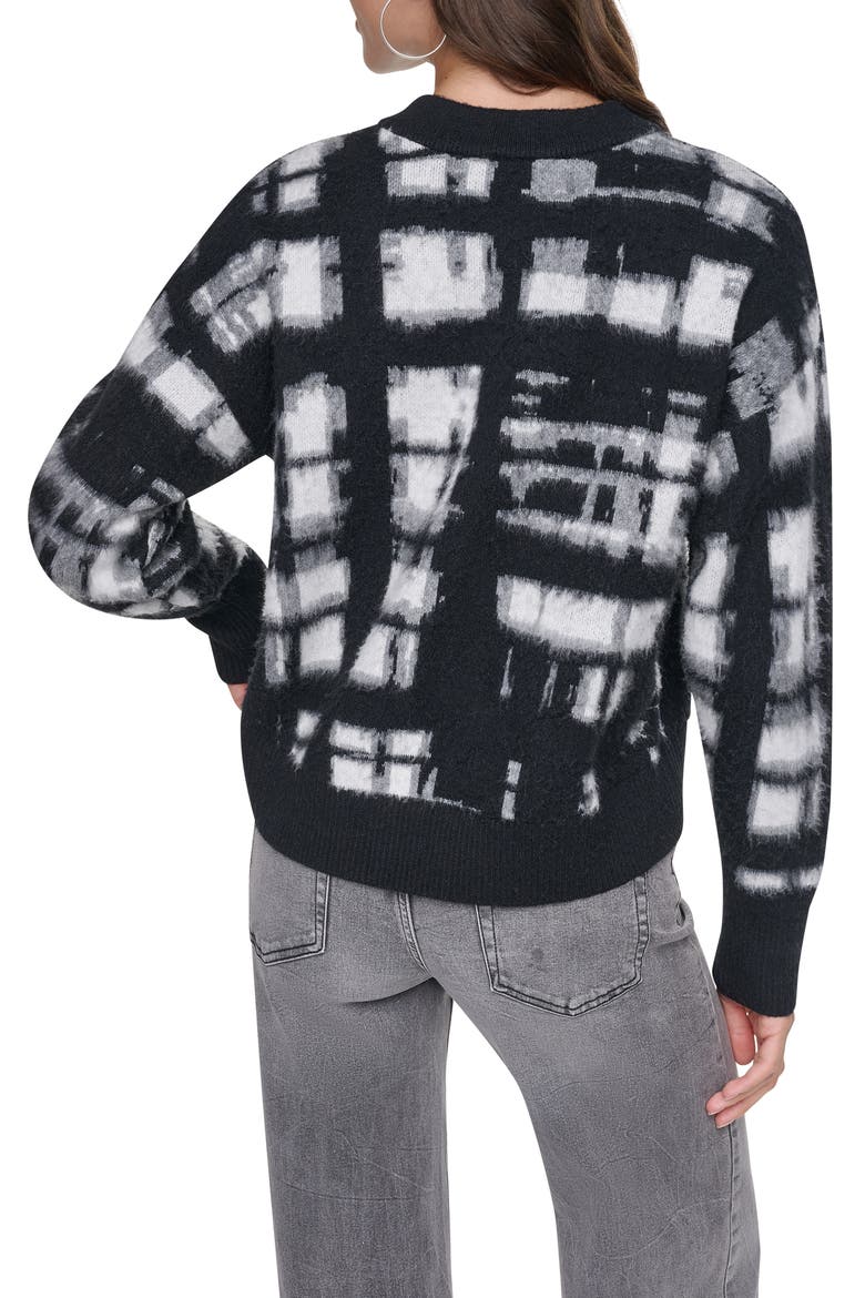 Plaid Crewneck Sweater, Alternate, color, IVORY/ BLAC