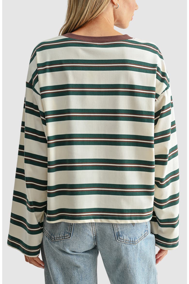 Striped Long Sleeve T-Shirt, Alternate, color, IVORY GREEN STRIPE