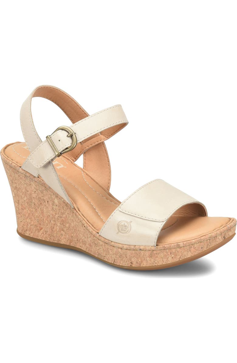 Børn Janine Platform Wedge Sandal, Main, color, Cream Leather