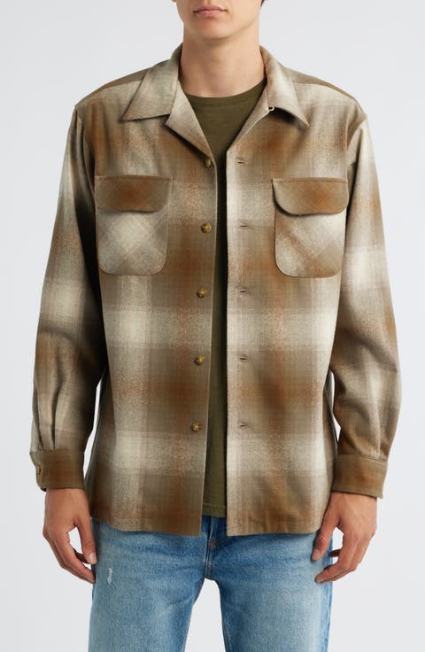 Board Plaid Wool Flannel Button-Up Shirt