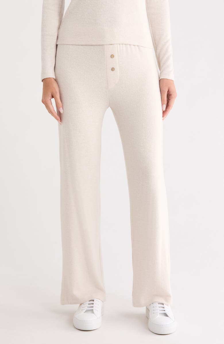 Renee C Brushed Knit Pull-On Pants, Main, color, Oatmeal