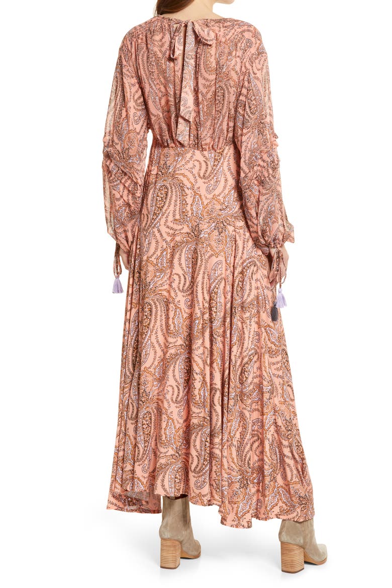 Mirage Long Sleeve Maxi Dress, Alternate, color, PEACH COMBO