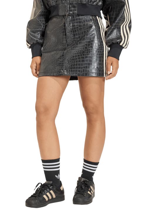 Croc Embossed Faux Leather Miniskirt