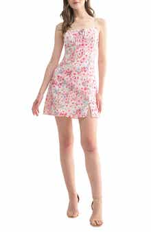 All in Favor Floral Eyelet Cotton Blend Minidress