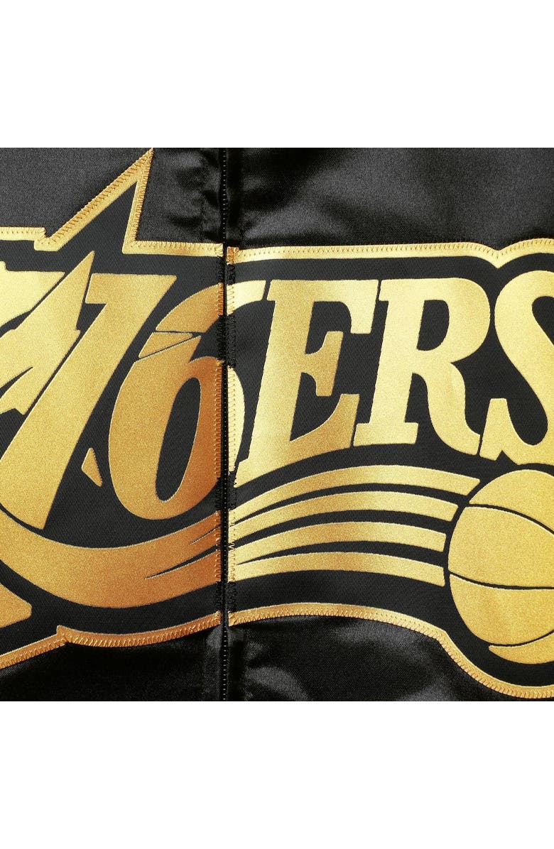 Mitchell & Ness Men's Mitchell & Ness Black Philadelphia 76ers Big Face 4.0 Satin Full-Zip Jacket, Alternate, color, 