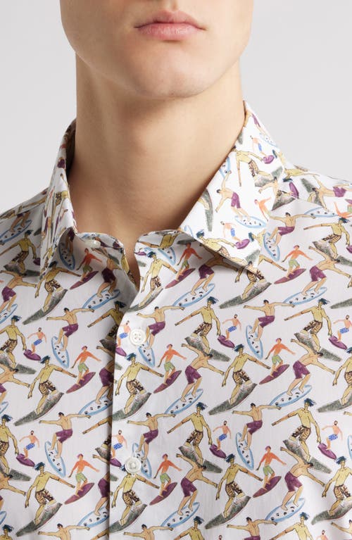 Scott Barber Surf Print Button-up Shirt In Brown