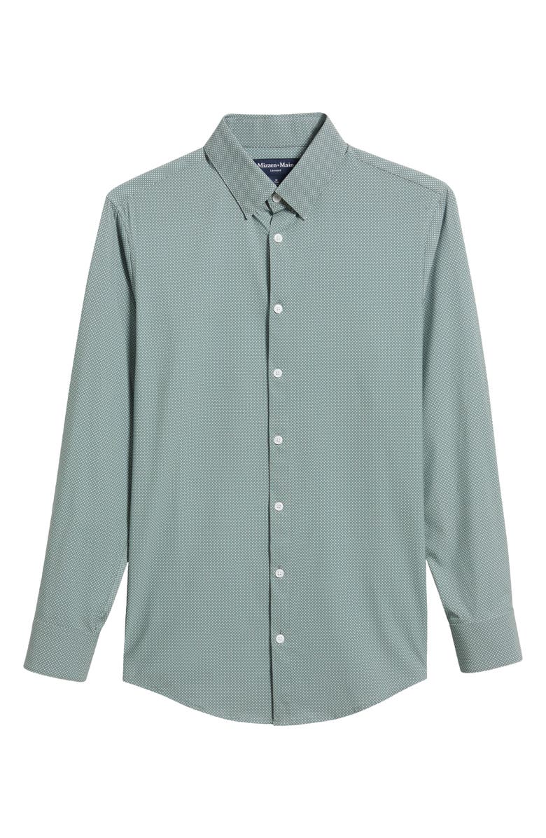 Mizzen+Main Leeward No Tuck Trim Fit Performance Button-Up Shirt, Alternate, color, Olive Pressed Diamond