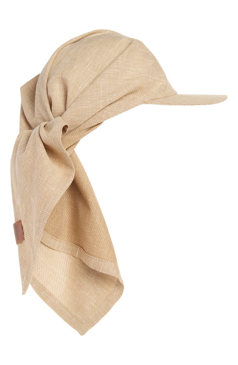 Ruslan Baginskiy Logo Patch Linen & Wool Blend Scarf Cap, Main, color, Beige