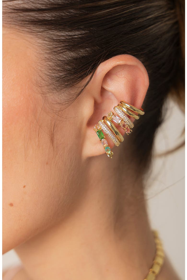 Cubic Zirconia Ear Climbers, Alternate, color, GOLD MULTI