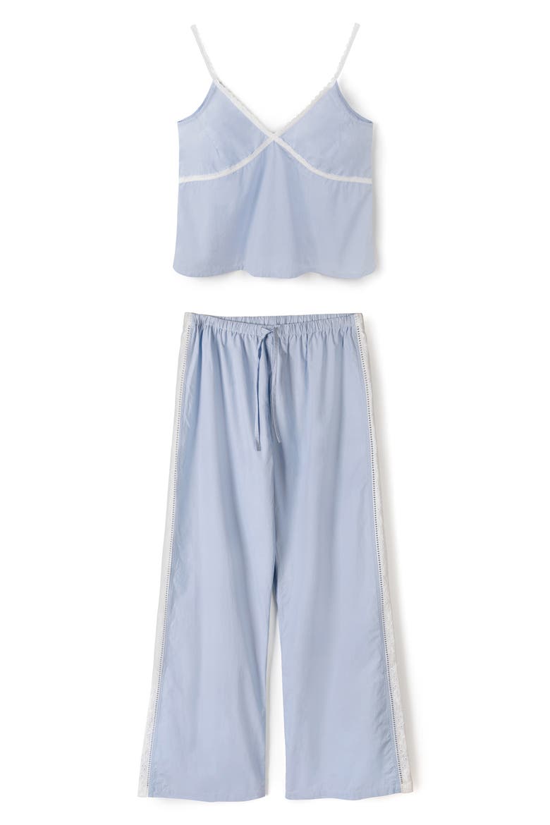 Cami Cotton Pajamas, Alternate, color, PLAIN POPLIN BLUE