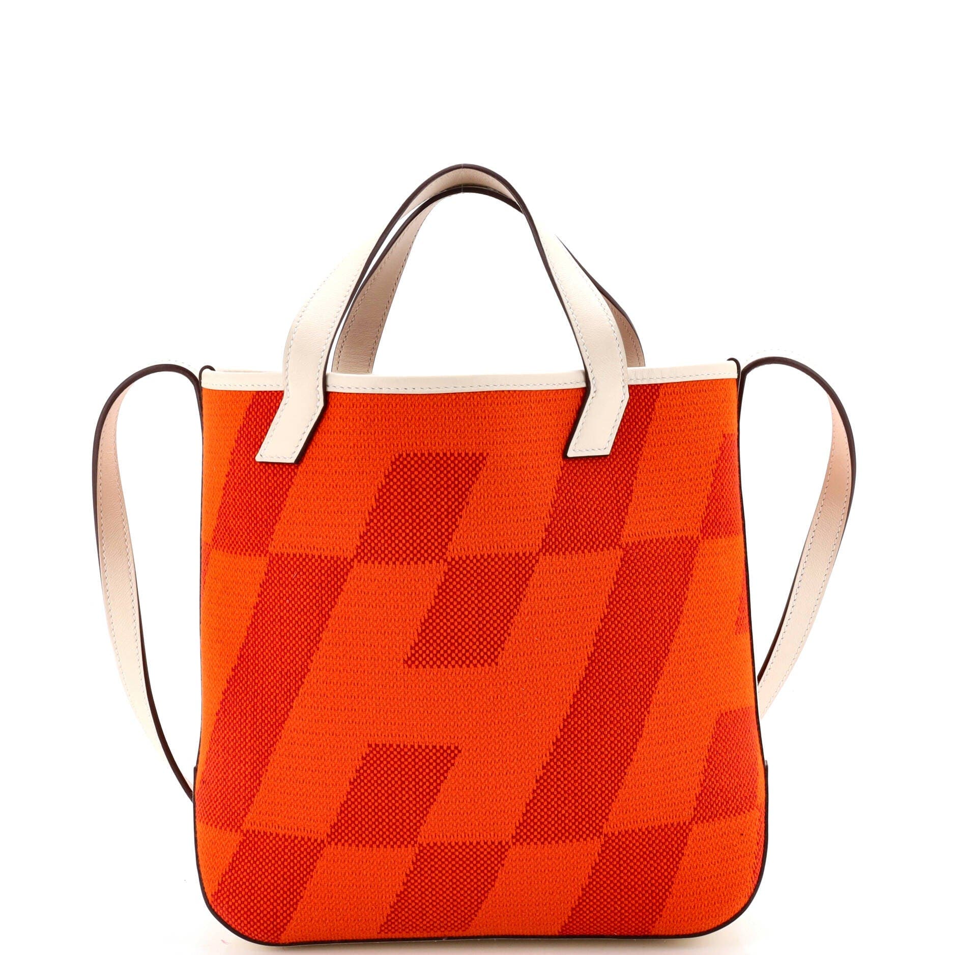 Pre-Owned Hermes Cabas H en Biais Tote Canvas with Leather 27, Main, color, Feu