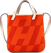 Pre-Owned Hermes Cabas H en Biais Tote Canvas with Leather 27