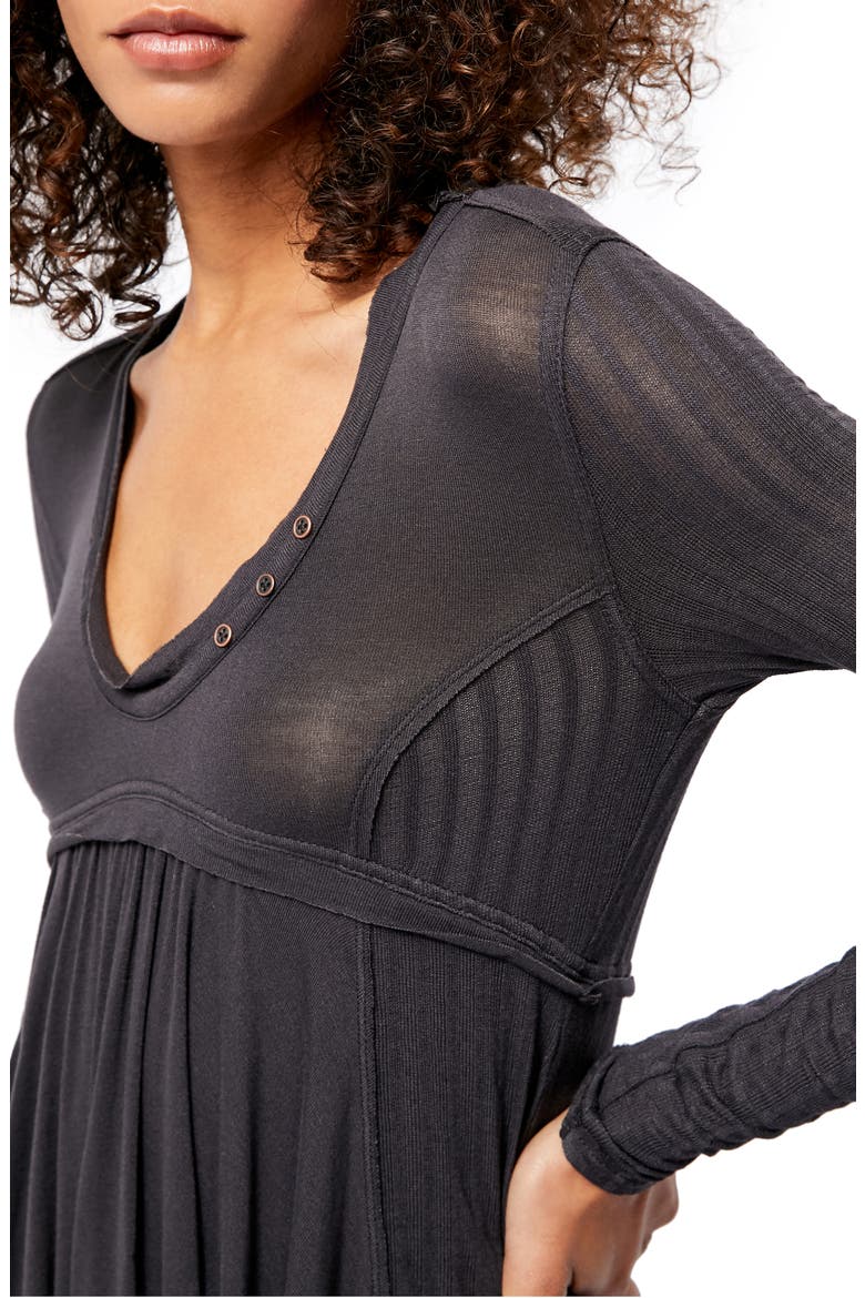 Birdie Henley Tunic Top, Alternate, color, BLACK