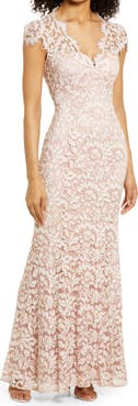 Eliza J Illusion Yoke Lace Trumpet Gown