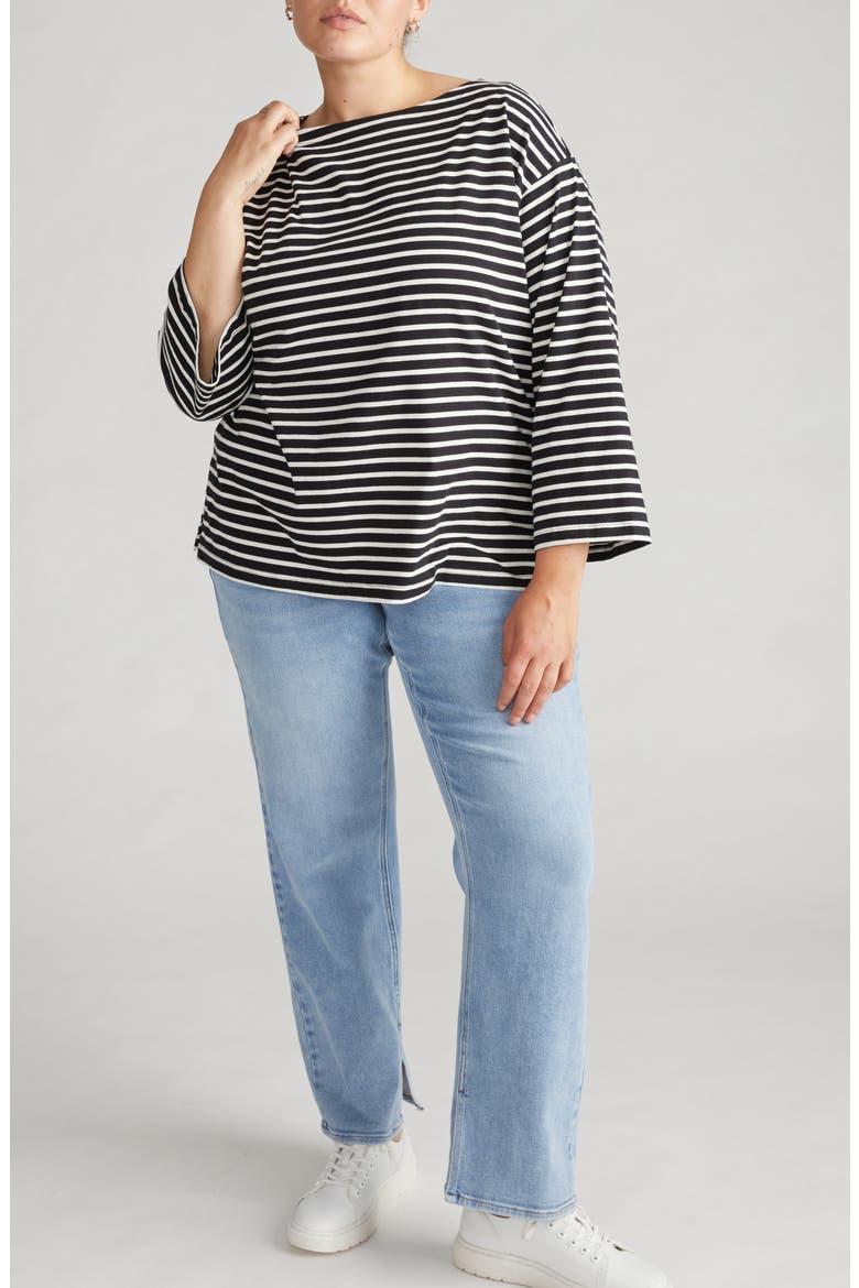 Montauk Breton Stripe Top, Alternate, color, BLACK/ WHITE STRIPE