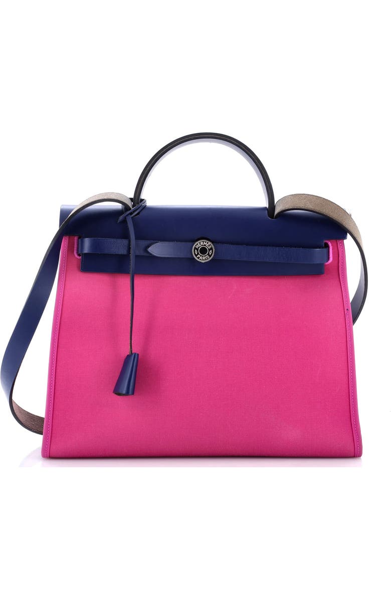 Pre-Owned Hermes Herbag Zip Leather and Toile 31, Main, color, Rose Pourpre