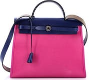 Pre-Owned Hermes Herbag Zip Leather and Toile 31