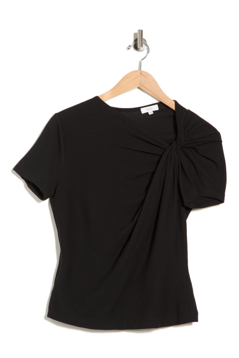 Liz Asymmetric Twist T-Shirt, Alternate, color, BLACK