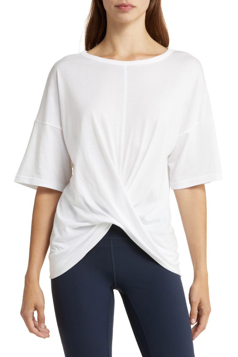 Twist Front T-Shirt, Main, color, WHITE