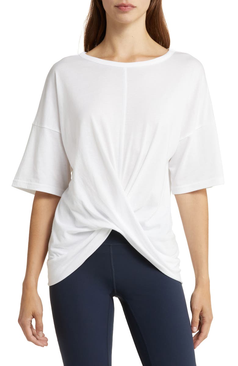 Zella Twist Front T-Shirt, Main, color,